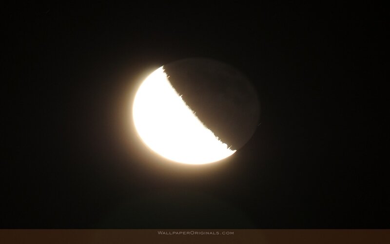 Crescent Moon in Night Sky — Black, Dramatic, Photograph