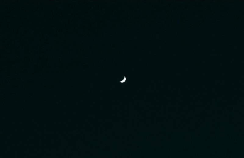 Crescent Moon in Night Sky — Black, Night Sky