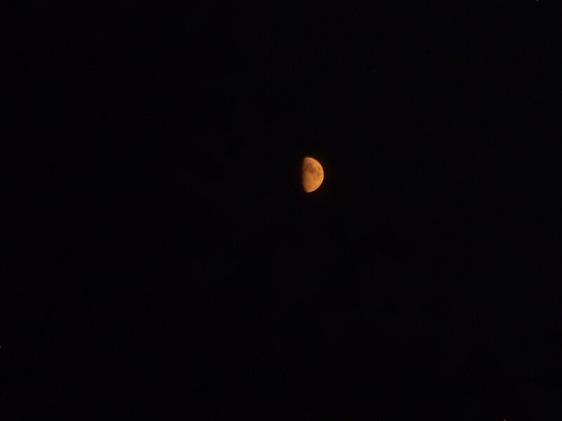 Crescent Moon in Night Sky — Black, Serene, Photograph, Night Sky