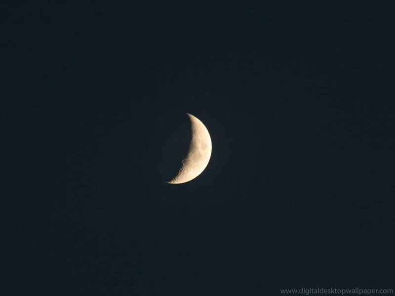 Crescent Moon in Night Sky — Black, Serene, Photograph