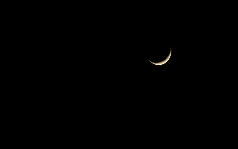 Crescent Moon in Night Sky — Black, Serene