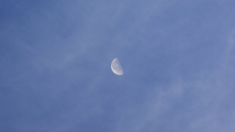 Crescent Moon in Sky — Blue, Calm