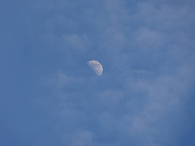 Crescent Moon in Sky — Blue, Serene, Night