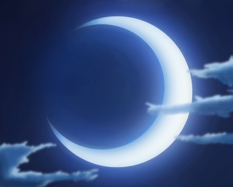 Crescent Moon in Sky — Blue, Serene