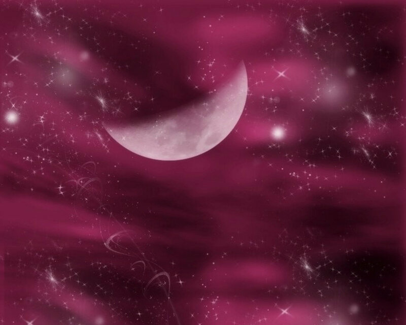 Crescent Moon in Sky — Purple, Dreamy