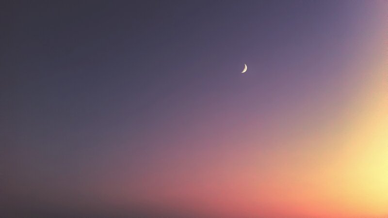 Crescent Moon in Sky — Purple, Serene