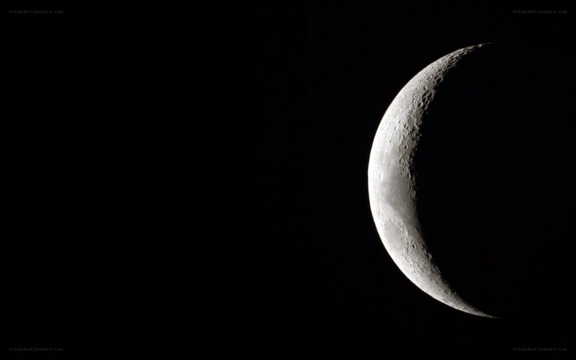 Crescent moon in space