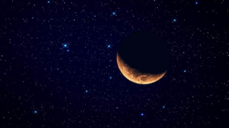 Crescent Moon in Space — Black