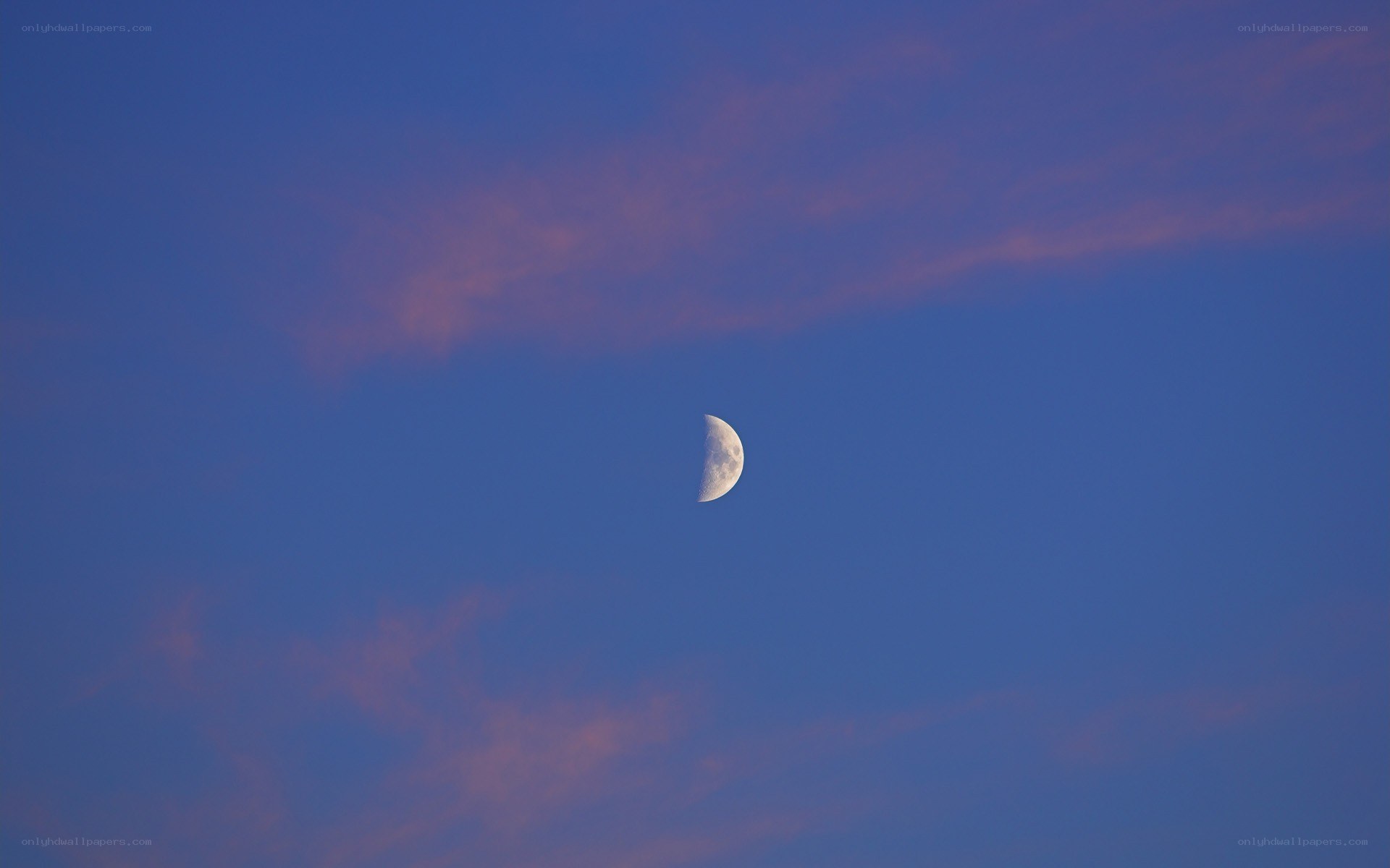 Crescent moon in twilight sky