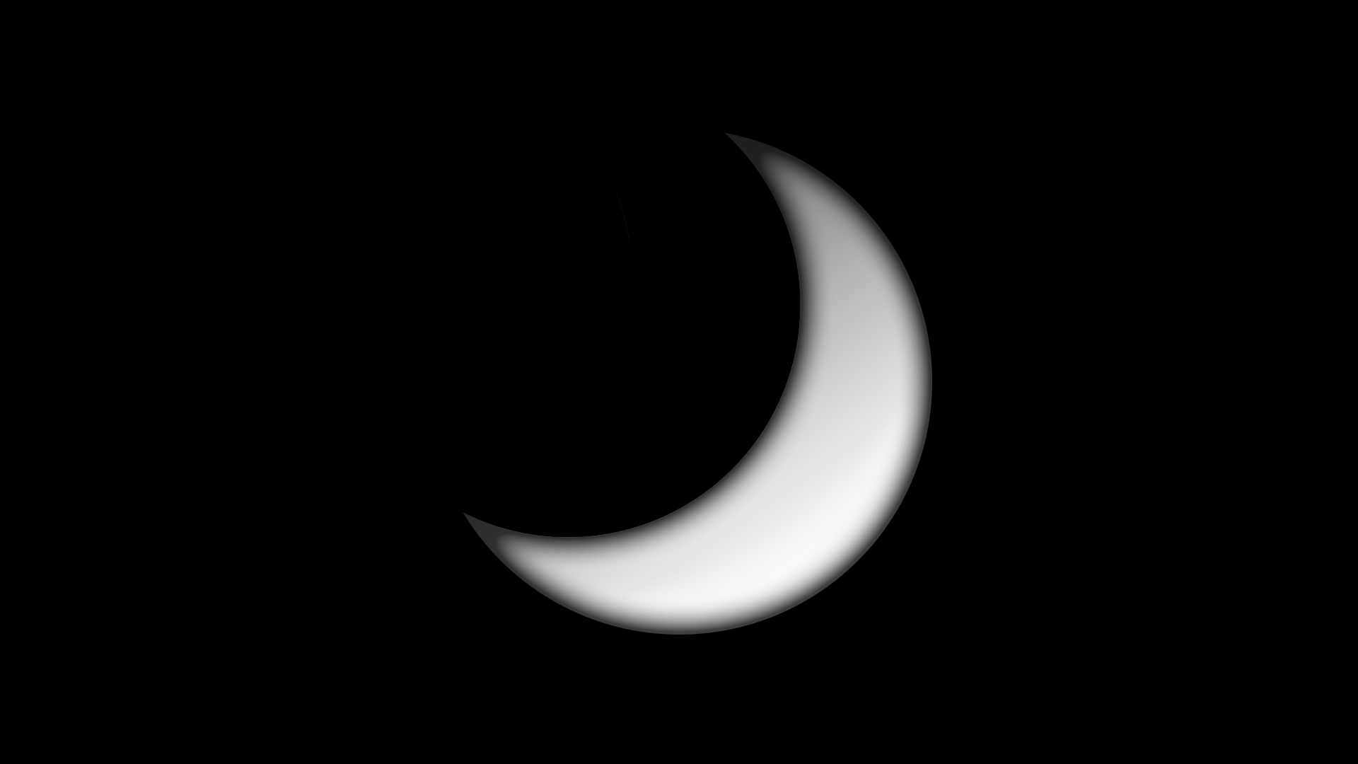 crescent moon on black background