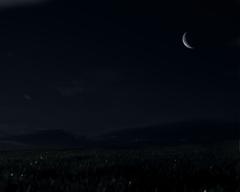 Crescent Moon over Field — Black