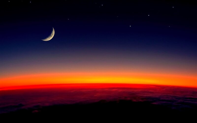 Crescent Moon over Horizon