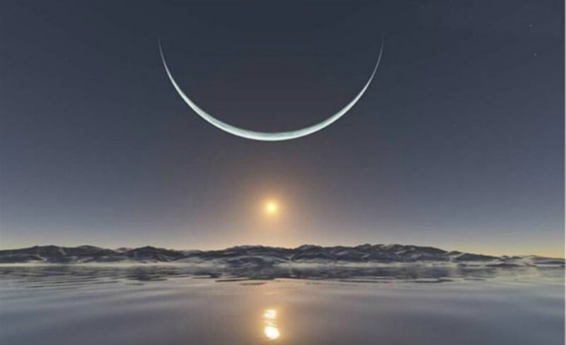 Crescent Moon over Ice