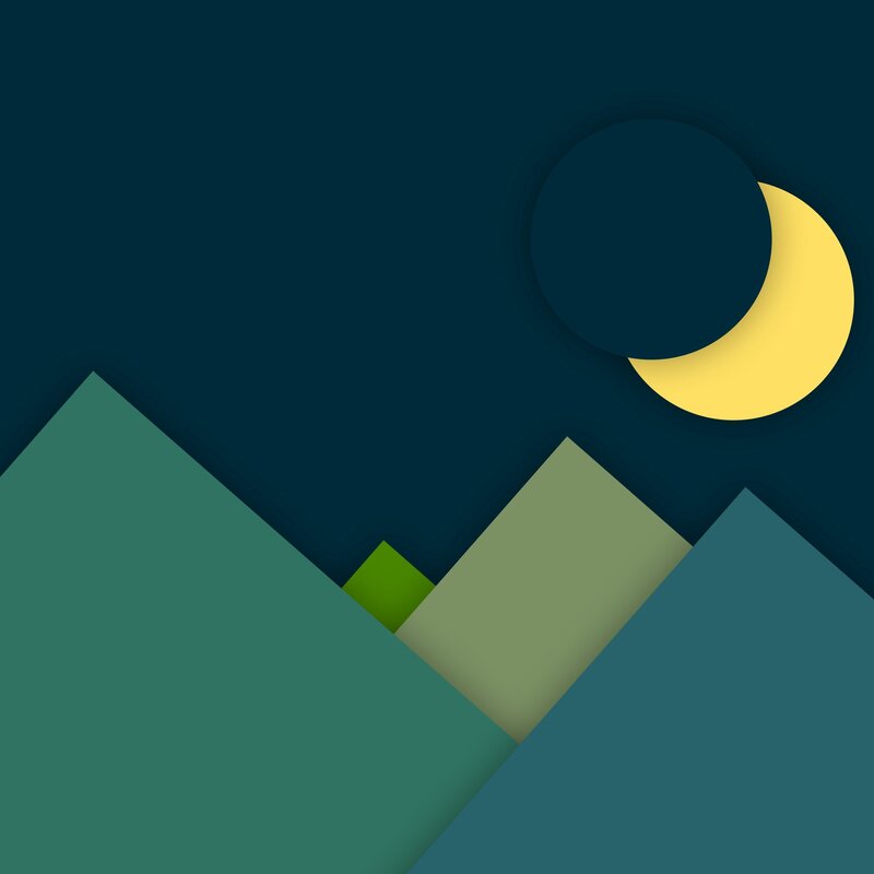 Crescent Moon over Mountains — Yellow