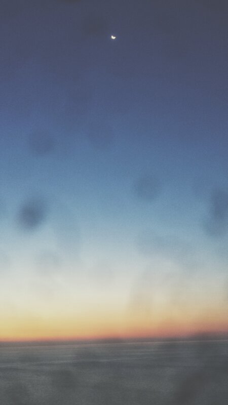 Crescent Moon over Ocean — Blue, Serene, Sunset