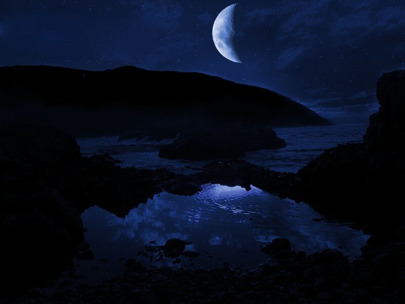 Crescent Moon over Sea