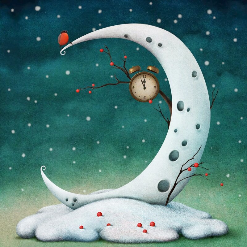 Crescent Moon with Bird