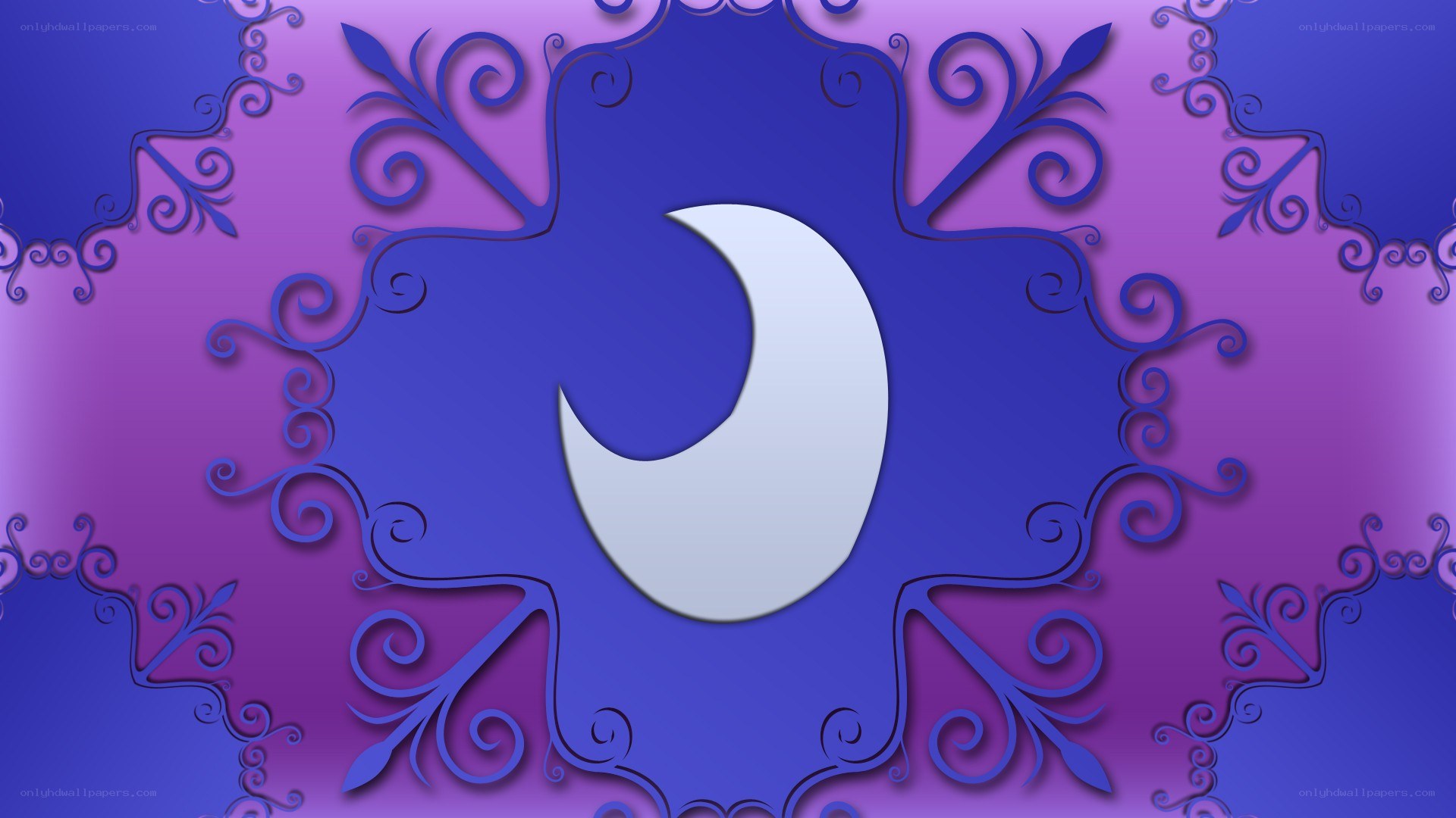 crescent moon with floral pattern