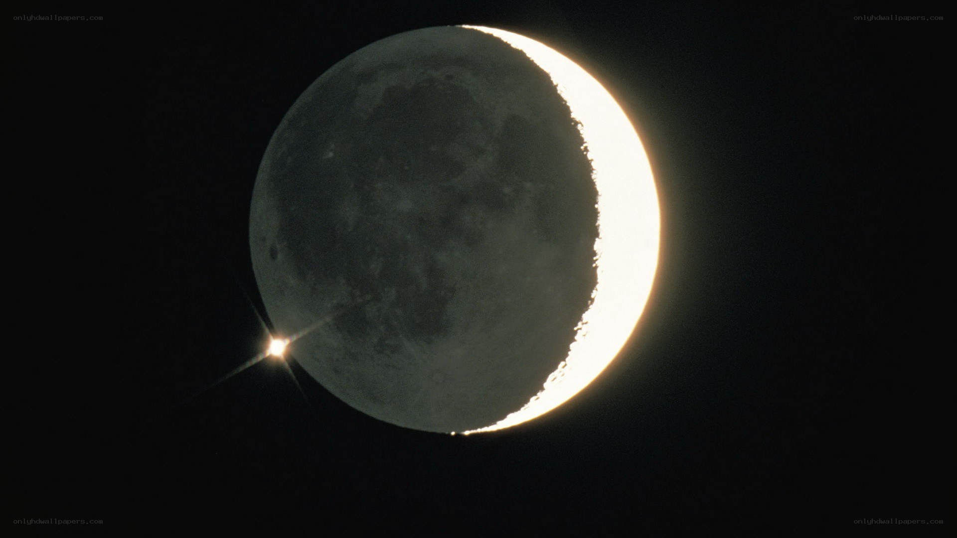 Crescent moon with star