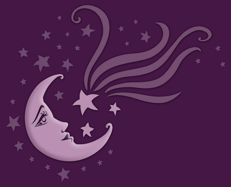 Crescent Moon with Stars — Purple