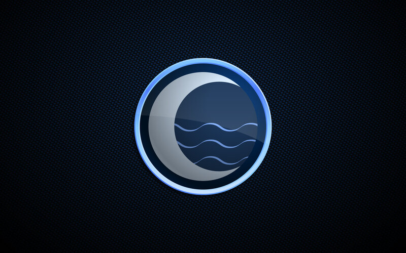 crescent moon with waves icon