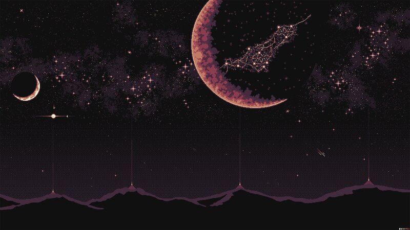 Crescent Moons in Starry Sky