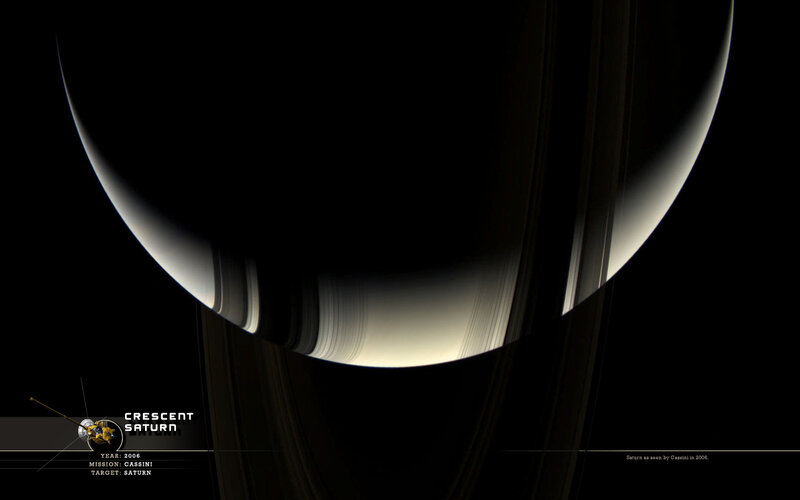 Crescent Saturn from Cassini