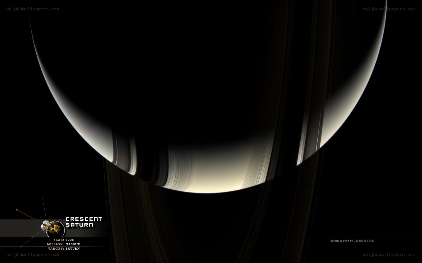 Crescent Saturn from Cassini