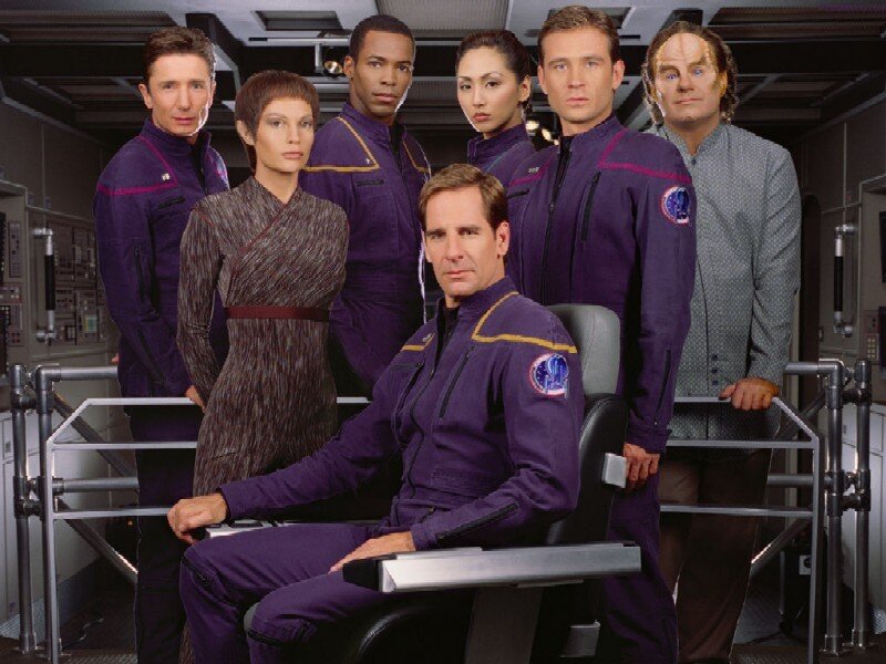Crew in Purple Uniforms