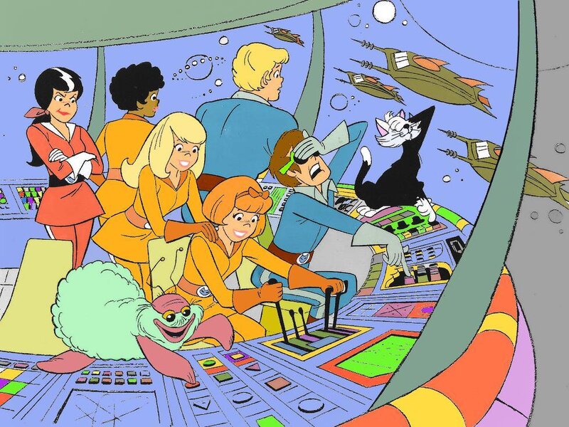 Crew in Spaceship Cockpit — Blue