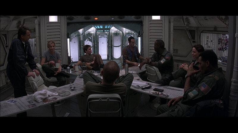 crew meeting on spaceship