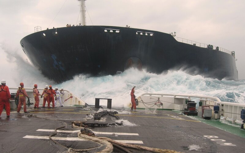 Crew on Deck During Storm
