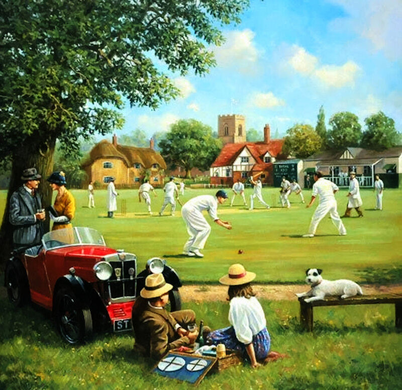 Cricket Match in Village — Green, Peaceful