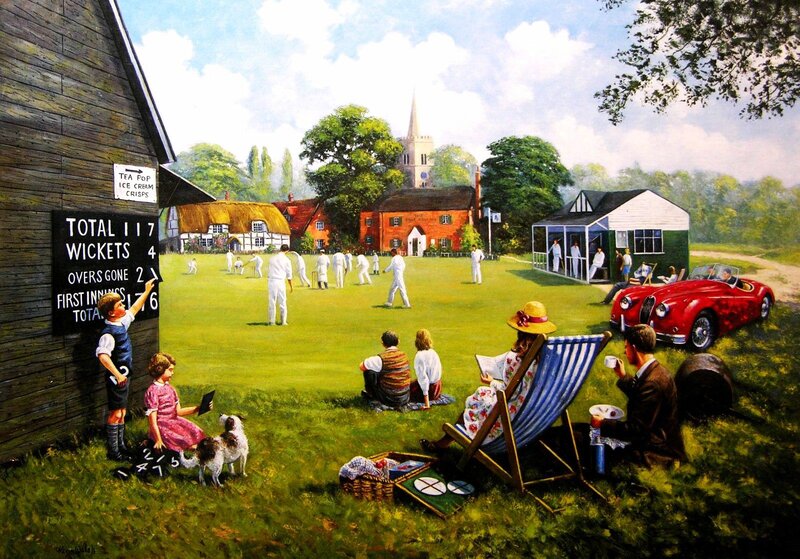 Cricket Match in Village — Green