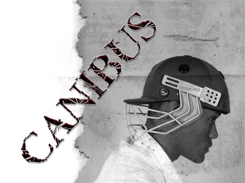 Cricket player with Canibus text