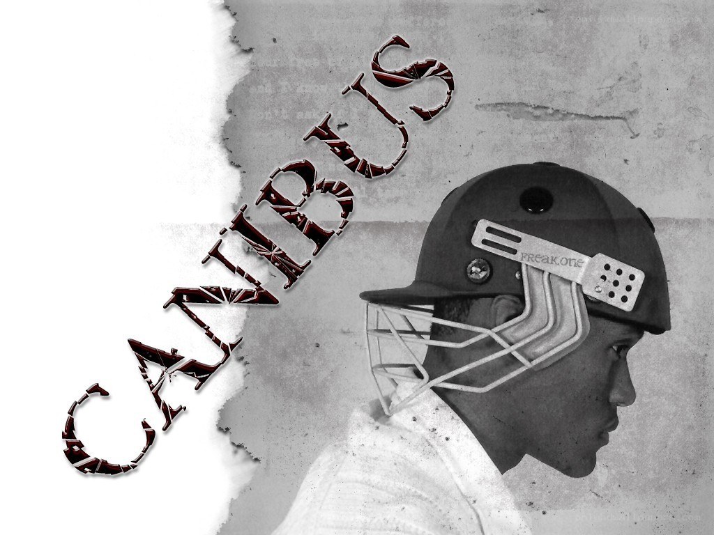 Cricket player with Canibus text