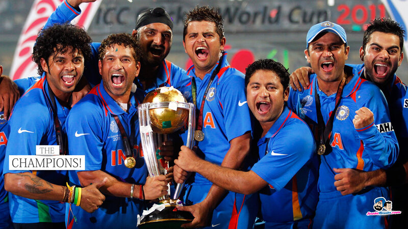 Cricket Team Celebrating — Blue