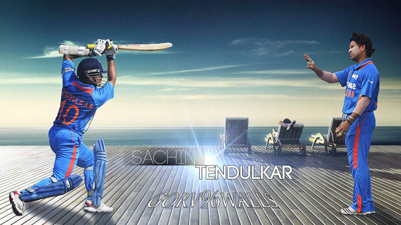 Cricketer Batting — Blue, Dramatic