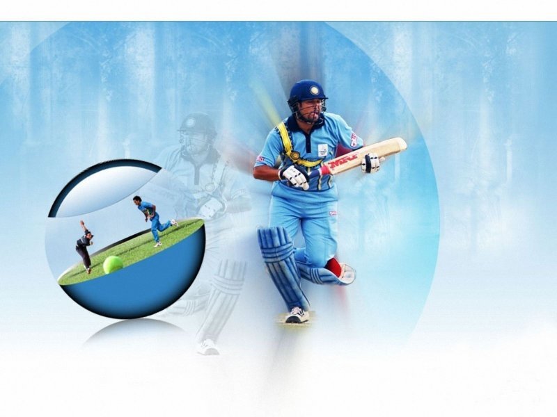 Cricketer Batting — Blue, Dynamic
