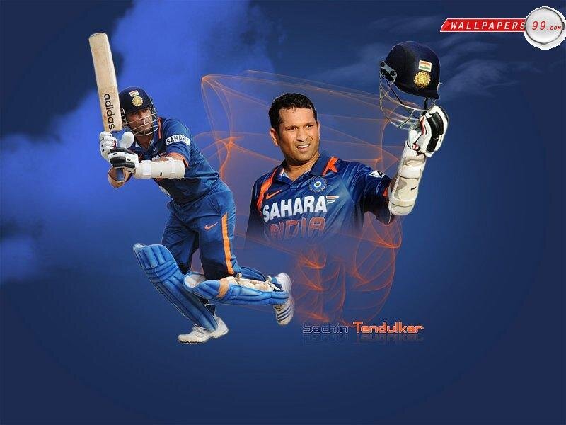 Cricketer in Action — Blue