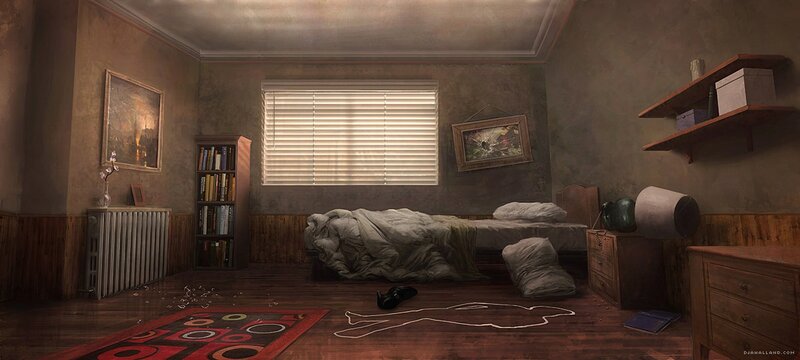 crime scene in bedroom