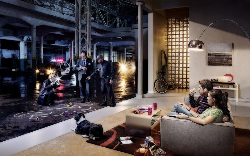 Crime scene in living room