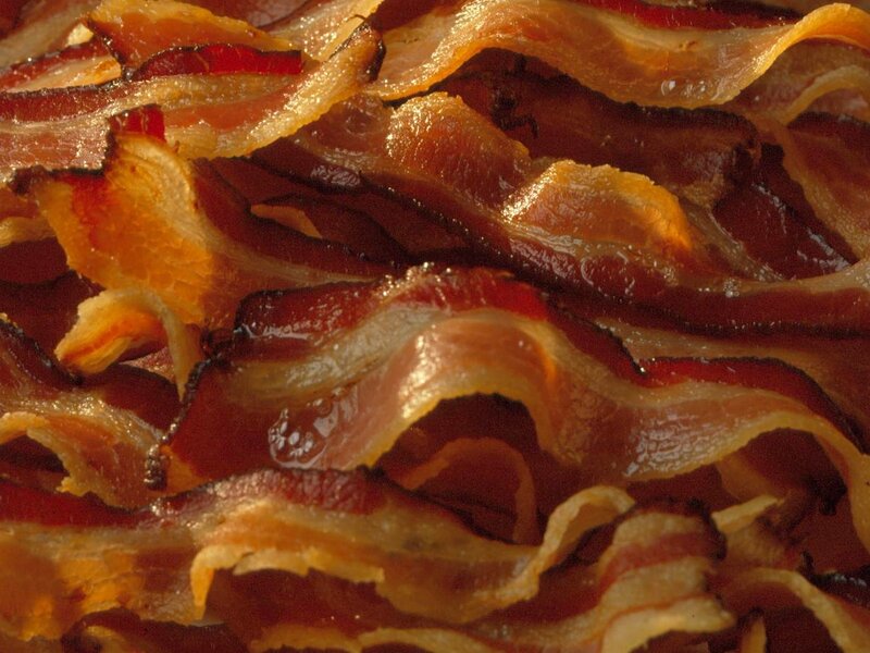 Crispy bacon strips close-up