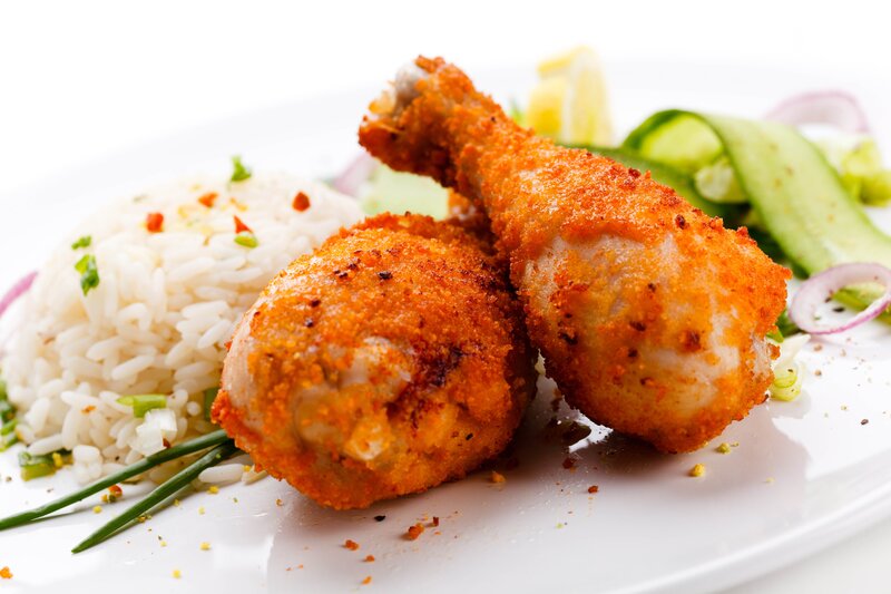 crispy fried chicken with rice