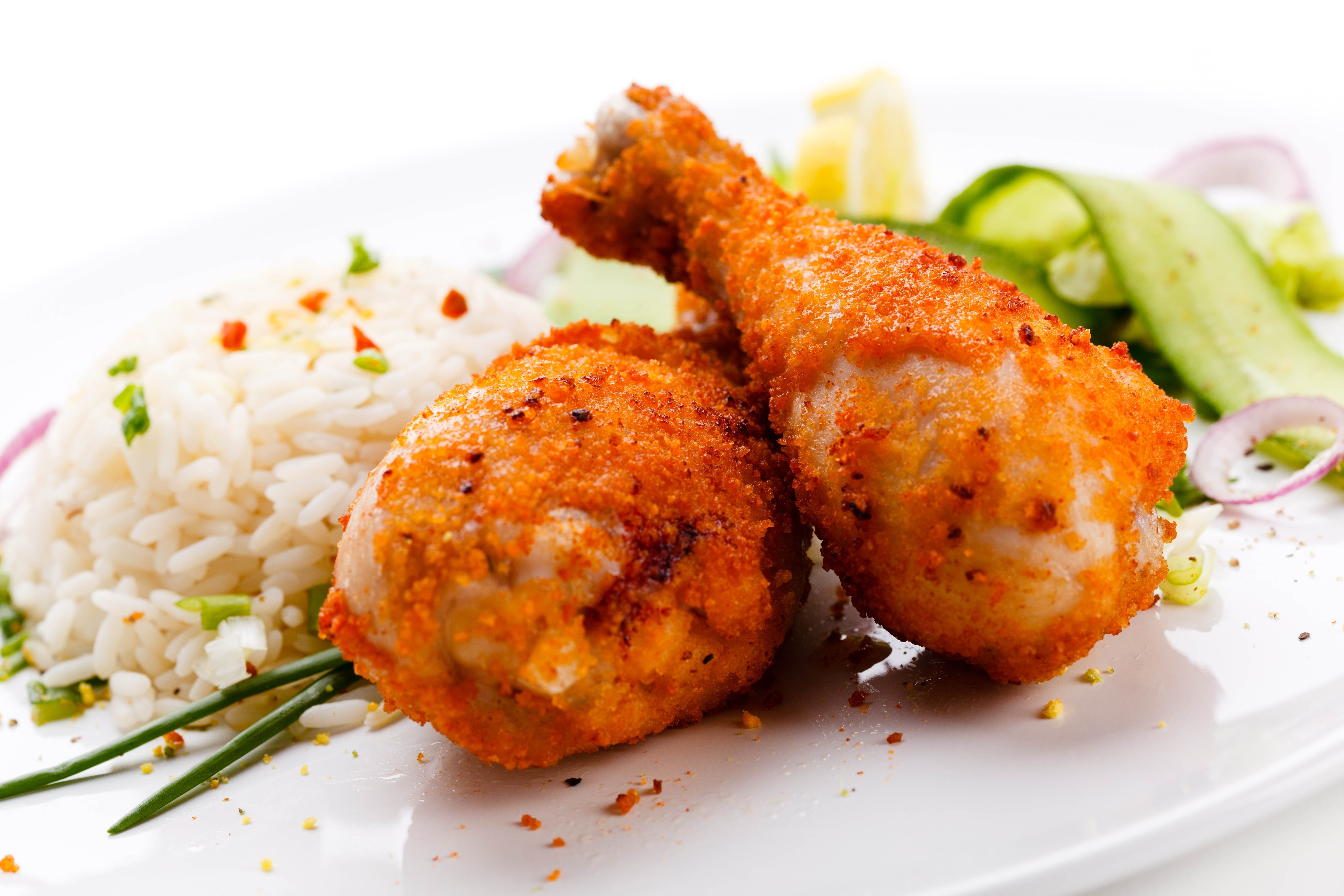 crispy fried chicken with rice