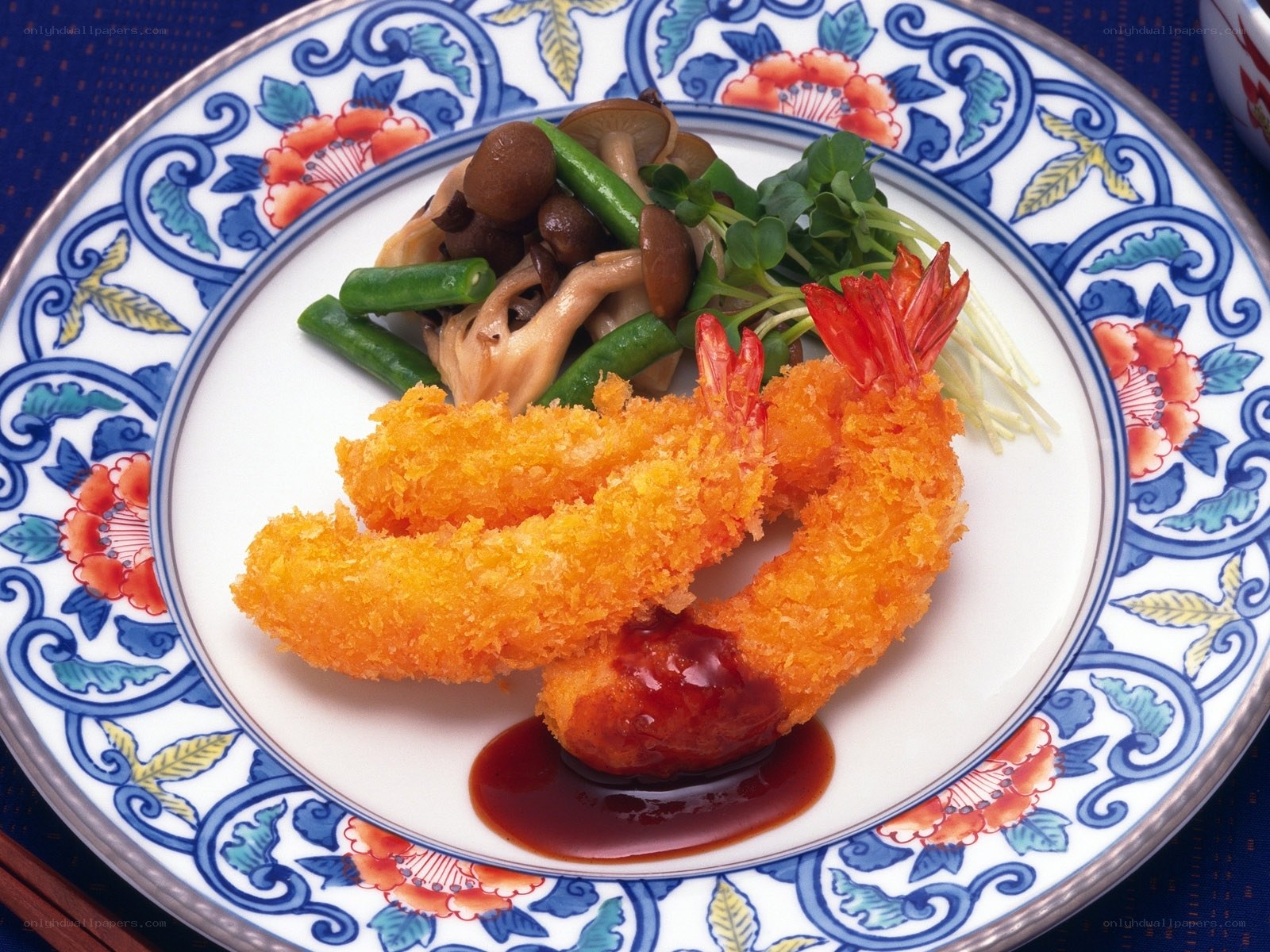 Crispy shrimp tempura dish