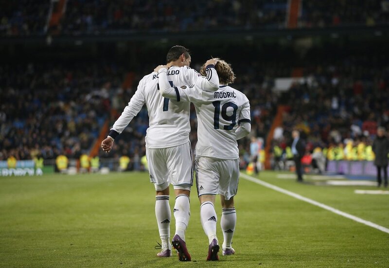 Cristiano Ronaldo and Luka Modric celebrate