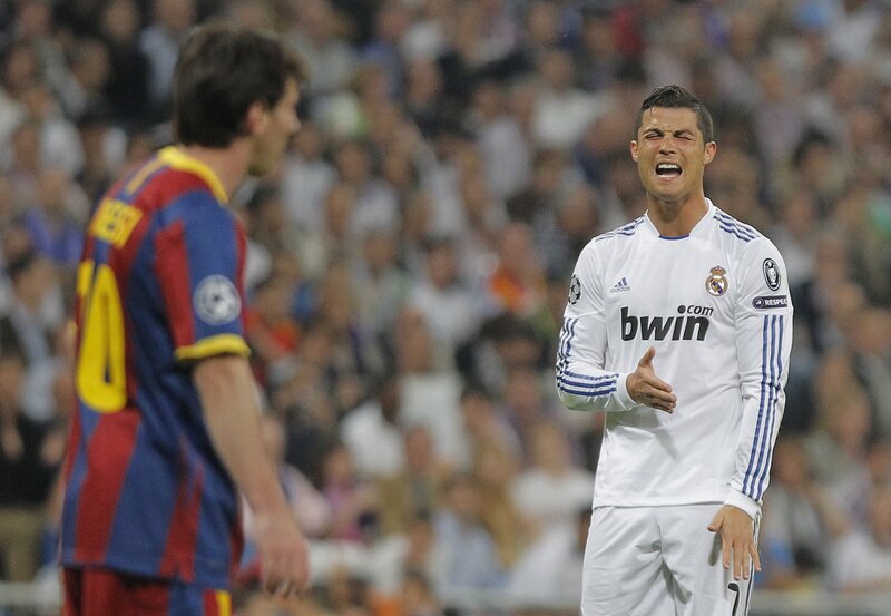 Cristiano Ronaldo and Messi on the field