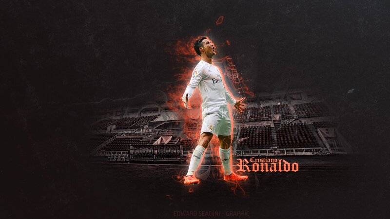 Cristiano Ronaldo Celebrating — Black, Dramatic