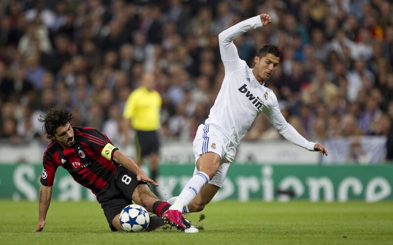 Cristiano Ronaldo in action against AC Milan